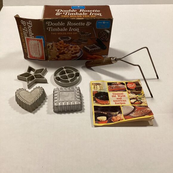 Vintage Nordic Ware Double Rosette and Timbale Iron 4 Molds in Original Box - Picture 3 of 5